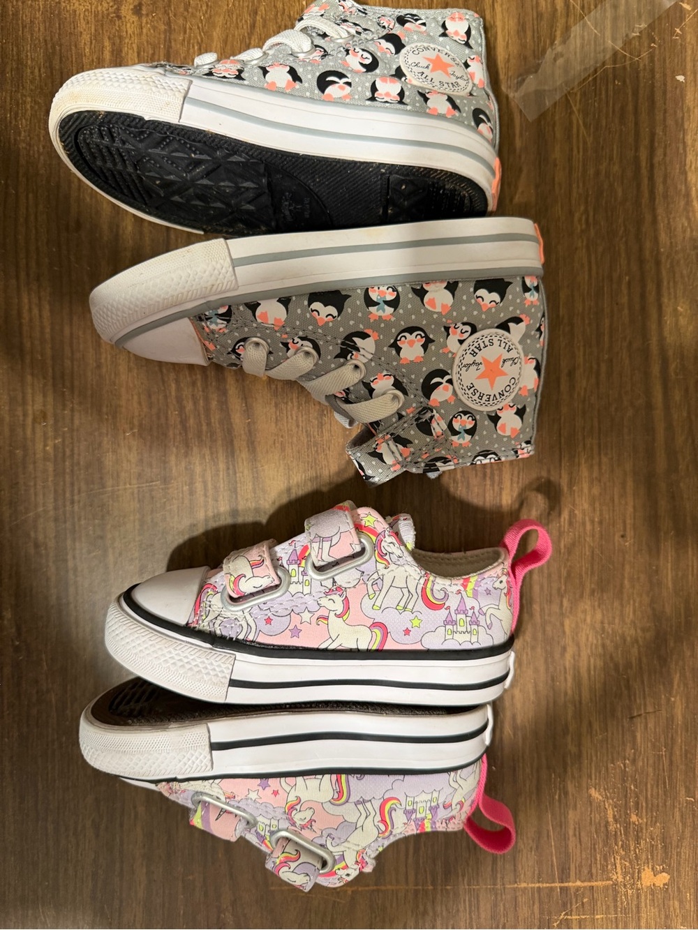 Lot of 2 Converse Allstar Chuck Taylor Toddler Girl Owl 7 High top Unicorn 5 low - Picture 3 of 6
